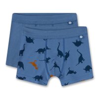 Sanetta Jungen Shorts, 2er Pack - Kids, Unterhosen, Baumwoll-Stretch, Dino Blau 140