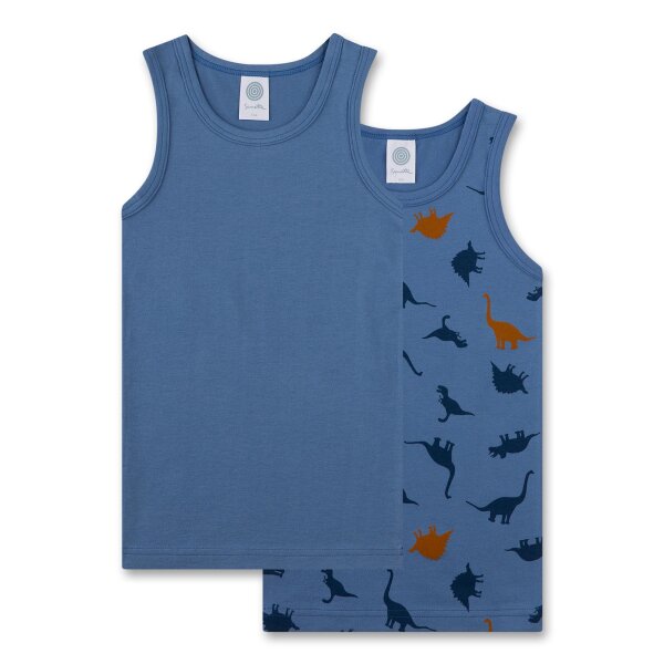 Sanetta Boys Undershirts, 2-pack - Kids, shirt, sleeveless, cotton, dinosaur Blue 116