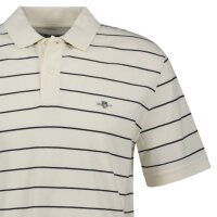 GANT mens polo shirt – STRIPED POLO, short-sleeved, button placket, logo, striped White (Cream) L (Large)