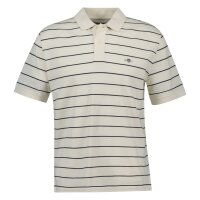 GANT Herren Poloshirt - STRIPED POLO, Kurzarm, Knopfleiste, Logo, gestreift Weiß (Cream) M
