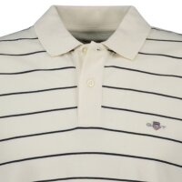 GANT mens polo shirt – STRIPED POLO, short-sleeved, button placket, logo, striped White (Cream) M (Medium)