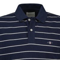 GANT mens polo shirt – STRIPED POLO, short-sleeved, button placket, logo, striped Blue (Evening Blue) M (Medium)