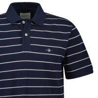 GANT mens polo shirt – STRIPED POLO, short-sleeved, button placket, logo, striped Blue (Evening Blue) 2XL (XX-Large)