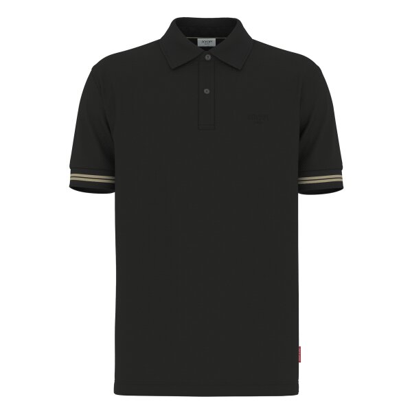 JOOP! JEANS Herren Poloshirt -  Amare, Polokragen, Streifen-Details, Baumwollmischung Schwarz S