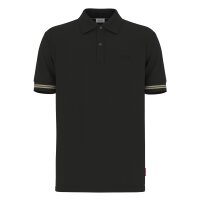 JOOP! JEANS mens polo shirt - Amare, polo collar, stripe details, cotton blend Black S (Small)
