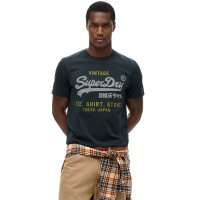 Superdry Herren T-Shirt - VI Heritage Relaxed Tee , T-Shirt, Baumwolle, Rundhals, Logo, einfarbig Dunkelblau S