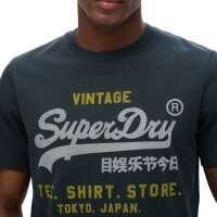 Superdry Herren T-Shirt - VI Heritage Relaxed Tee , T-Shirt, Baumwolle, Rundhals, Logo, einfarbig Dunkelblau S