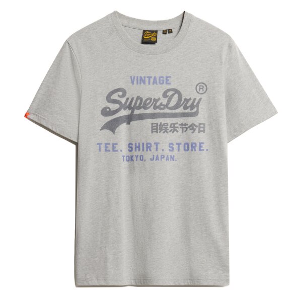 Superdry Herren T-Shirt - VI Heritage Relaxed Tee , T-Shirt, Baumwolle, Rundhals, Logo, einfarbig Grau 2XL