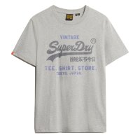 Superdry Herren T-Shirt - VI Heritage Relaxed Tee , T-Shirt, Baumwolle, Rundhals, Logo, einfarbig Grau 2XL