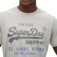 Superdry Herren T-Shirt - VI Heritage Relaxed Tee , T-Shirt, Baumwolle, Rundhals, Logo, einfarbig Grau 2XL