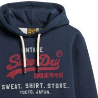 Superdry Herren Hoodie - Vl Heritage Relaxed Hood , Logo, einfarbig Dunkelblau M