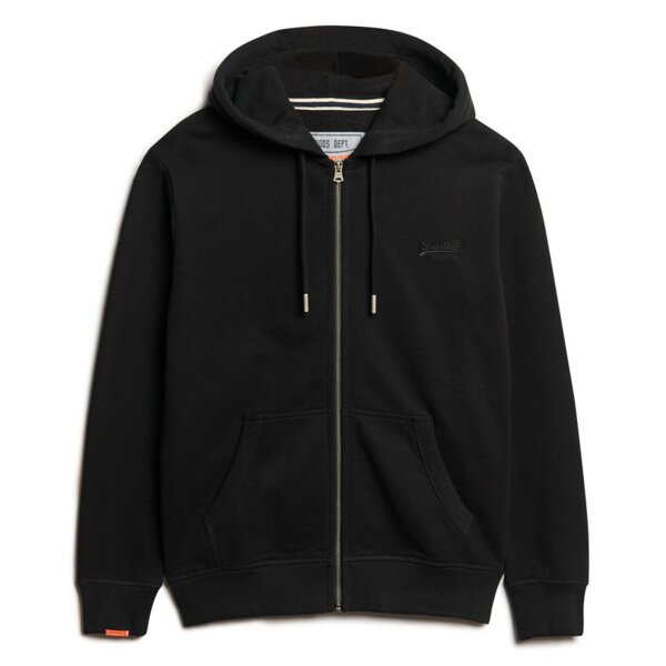 Superdry mens sweat jacket - Essential Logo Zip Hoodie, hooded, single-coloured Black S (Small)