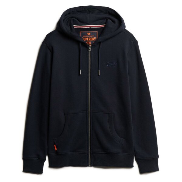 Superdry mens sweat jacket - Essential Logo Zip Hoodie, hooded, single-coloured Dark blue S (Small)