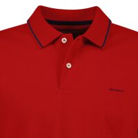 GANT mens polo shirt - TIPPING PIQUE RUGGER, short sleeves, button placket, logo, plain Red (Ruby Red) 2XL (XX-Large)