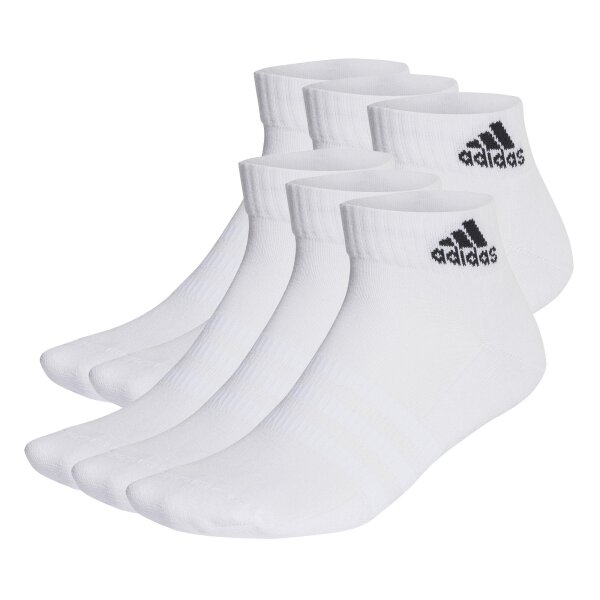 adidas Unisex Quarter Socken, 6er Pack - Cushioned Sportswear Ankle, Logo, gepolstert, einfarbig Weiß 37-39