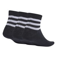 adidas Unisex Quarter Socks, 3-pack - 3-Stripes Cushioned Sportswear Mid-Cut Socks, logo, stripes, padded Black 37-39