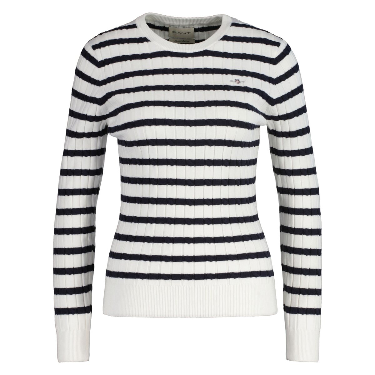 GANT women's knitted sweater, striped STRETCH COTTON CABLE