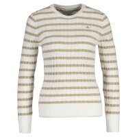GANT Damen Strickpullover, gestreift - STRETCH COTTON CABLE STRIPE C-NECK