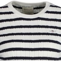 GANT Ladies Jumper - STRETCH COTTON CABLE C-NECK, round neck, cable knit, logo Ecru M (Medium)