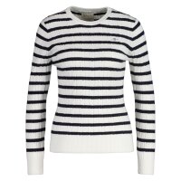 GANT Damen Strickpullover, gestreift - STRETCH COTTON CABLE STRIPE C-NECK Ecru S