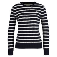 GANT Damen Strickpullover, gestreift - STRETCH COTTON CABLE STRIPE C-NECK Blau M