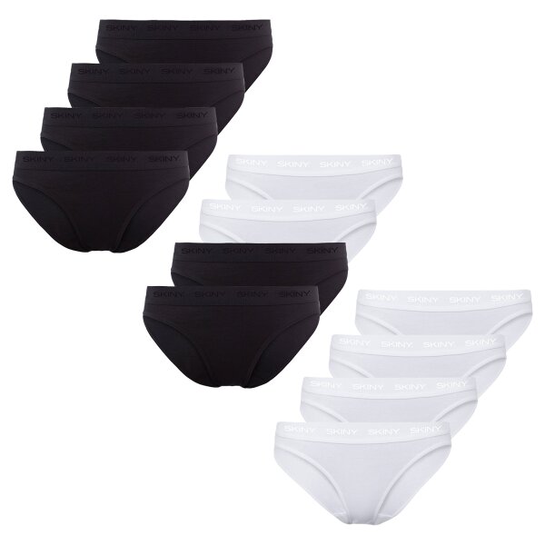 SKINY Ladies Rio Briefs, 4-pack - Underwear, Underpants, Cotton, Logo Waistband, Fine Rib, Unicoloured