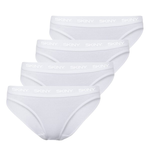 SKINY Ladies Rio Briefs, 4-pack - Underwear, Underpants, Cotton, Logo Waistband, Fine Rib, Unicoloured White 42