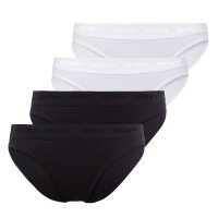 SKINY Ladies Rio Briefs, 4-pack - Underwear, Underpants, Cotton, Logo Waistband, Fine Rib, Unicoloured Black/white 38