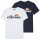 ellesse mens T-shirt, 2-pack - PRADO, round neck, short, logo, solid colour, cotton