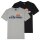 ellesse Herren T-Shirt, 2er Pack - PRADO, Rundhals, kurz, Logo, einfarbig, Baumwolle Schwarz/Grau M