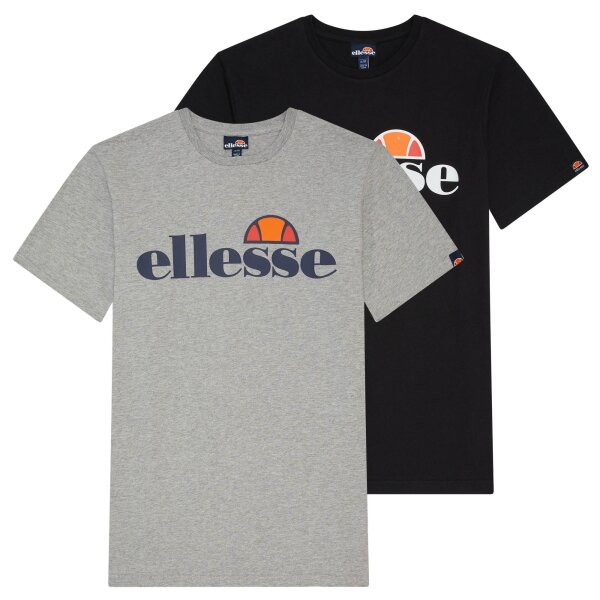 ellesse mens T-shirt, 2-pack - PRADO, round neck, short, logo, solid colour, cotton Black/Grey S (Small)