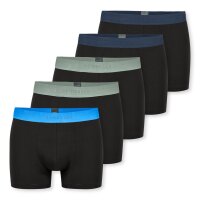 SCHIESSER Herren Boxershorts, 5er Pack - Serie "95/5", Unterhose, Logobund Schwarz/Blau/Grün 2XL