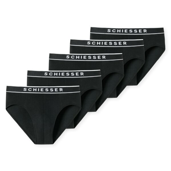 SCHIESSER mens briefs, 5-pack - “95/5” series, Rio briefs, logo waistband Black M (Medium)