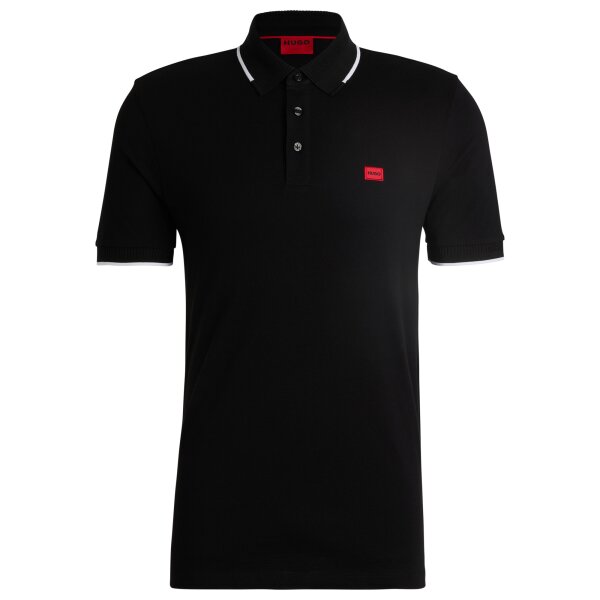 HUGO Herren Poloshirt mit Kontraststreifen - Deresino232, Pique, Baumwolle, uni