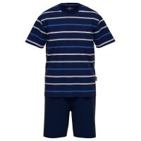 GÖTZBURG Mens Pyjamas - Cotton, Round Neck, Stripes, short Blue/White S (Small)
