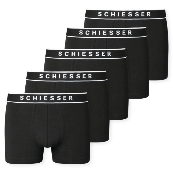 SCHIESSER Herren Boxershorts, 5er Pack - Serie "95/5", Unterhose, Logobund Schwarz M