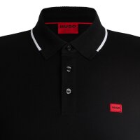 HUGO Herren Poloshirt mit Kontraststreifen - Deresino232, Pique, Baumwolle, uni Schwarz M