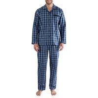 GÖTZBURG mens pyjamas - long, buttoned, cotton, pattern Blue/White M (Medium)