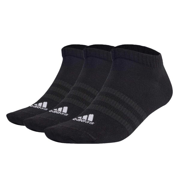 adidas Unisex Sneaker Socks, 3-pack - Thin and Light Sportswear Low Cut Socks, logo, solid color Black 37-39