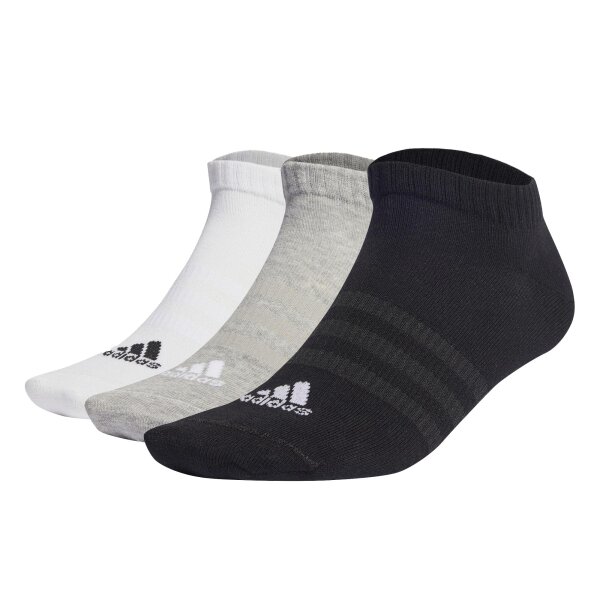 adidas Unisex Sneaker Socks, 3-pack - Thin and Light Sportswear Low Cut Socks, logo, solid color Black/Grey/White 37-39
