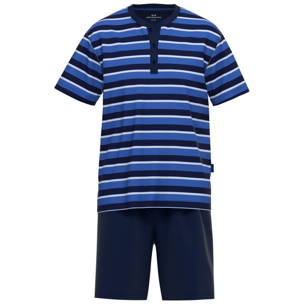 GÖTZBURG mens pyjama set - short, striped, button placket, climate-active Blue S (Small)