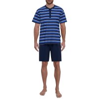 GÖTZBURG mens pyjama set - short, striped, button placket, climate-active Blue S (Small)