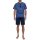 GÖTZBURG mens pyjama set - short, striped, button placket, climate-active Blue S (Small)