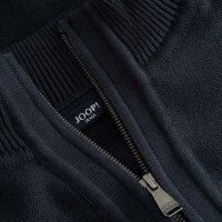JOOP! JEANS mens cardigan - Paulos, stand-up collar, zip, cotton, plain Dark blue L (Large)