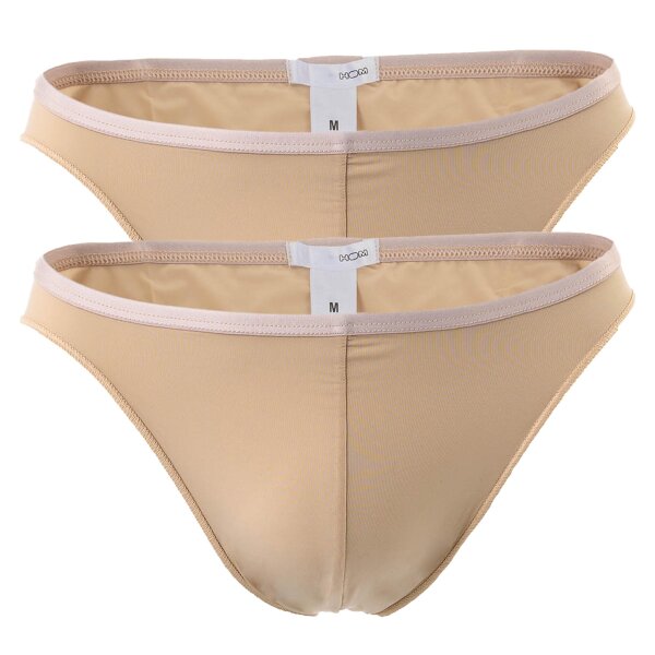 HOM Herren Micro Briefs Plumes 2er Pack - Ultralight Microfiber, Slip, Unterwäsche, Stretch, einfarbig Nude S