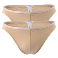 HOM Mens Micro Briefs Plumes 2-pack - Ultralight Microfibre, Briefs, Underwear, Stretch, Single-coloured nude (skin) S (Small)
