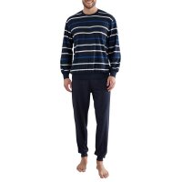 GÖTZBURG Mens Pyjamas Set - long, V-Neck, striped Blue/White S (Small)
