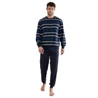 GÖTZBURG Mens Pyjamas Set - long, V-Neck, striped Blue/White M (Medium)