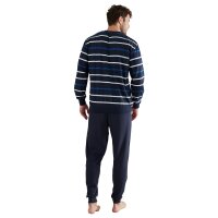 GÖTZBURG Mens Pyjamas Set - long, V-Neck, striped Blue/White M (Medium)