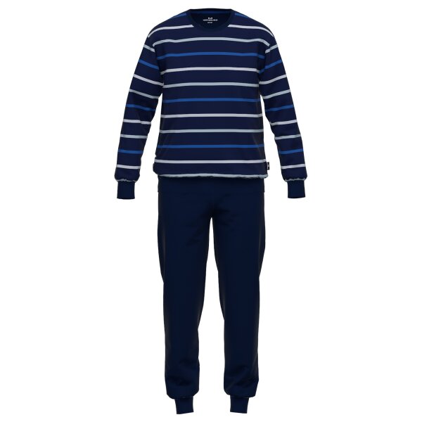 GÖTZBURG Mens Pyjamas Set - long, V-Neck, striped Blue/White 3XL (XXX-Large)